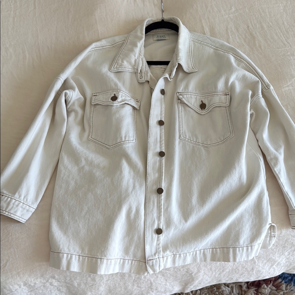 DISSH Cream Button-Up Shirt Jacket